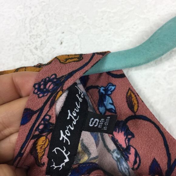 For Love And Lemons Mini Dress Small Pink Floral Open Back Long Sleeve Boho - Picture 5 of 12